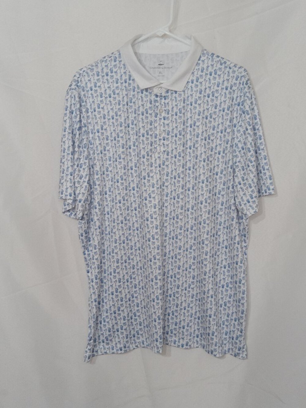 Grayson & Dunn Golf Men's Polo Shirt Cocktails Print Size XL Golf Preppy